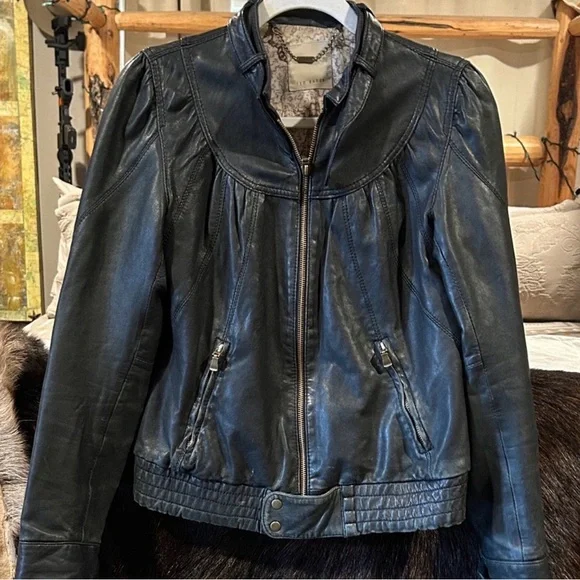 Ted Baker London Dark Brown Leather Jacket - Picture 2 of 3